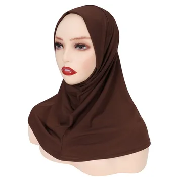 Мусульманская Женская однотонная шапочка-хиджаб С Запахом, Головной Убор, Длинный Тюрбан, Шаль, головной платок, Шапки Под шарфом, Повязка на голову