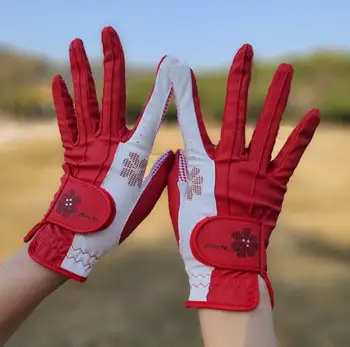 Женские перчатки для гольфа, впитывающие пот, из волокнистой ткани, противоскользящие и износостойкие, левая и правая пары