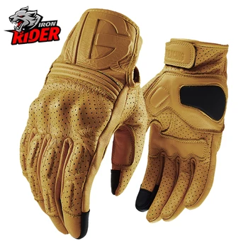 Дышащие мотоциклетные перчатки из натуральной кожи Guantes Moto Ветрозащитные перчатки для мотогонок Мужские Женские перчатки из козьей кожи