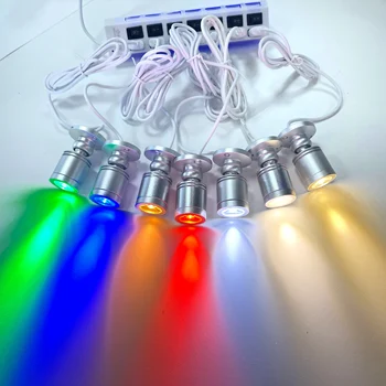 etrnLED USB Светодиодный Точечный светильник Мини Внутренние Потолочные Прожекторы 5V 1W 3W Комплект Освещения Витрины для ювелирных изделий Красочный