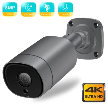 BSDER 4K 8MP IP-камера 4MP Ultra HD POE Аудио Оповещение Об Обнаружении Движения Пуля Наружная Камера Видеонаблюдения ИК Ночного Видения