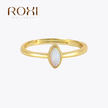 Кольца из стерлингового серебра ROXI 925 пробы Для женщин, Блестящие листья, Опаловое кольцо на палец, Классическая Роскошная Свадебная вечеринка, изысканные ювелирные изделия
