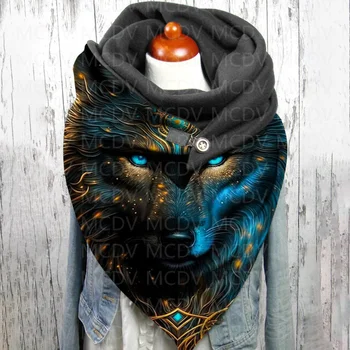 Повседневный шарф и шаль с 3D принтом волка для женщин, теплый и удобный шарф 04