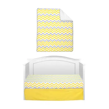 Желто-серый шеврон, комплект постельного белья для детской кроватки из 3 предметов