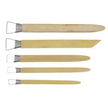 Инструменты для обрезки керамики с бамбуковой ручкой, Острые Инструменты для резьбы по керамической глине, инструменты для лепки с волнообразным лезвием, инструменты для моделирования ребристой текстуры