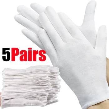 10 шт. Белые хлопчатобумажные рабочие перчатки для сухих рук, пленка для работы с перчатками для СПА, Церемониальные перчатки с высокой эластичностью, бытовые чистящие средства
