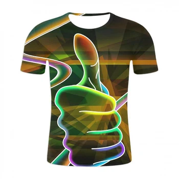Летняя футболка с 3D графическим принтом Большого пальца, Мужские Повседневные Забавные Футболки, Модная футболка в стиле хип-хоп с коротким рукавом, Уличная Одежда, Топы Унисекс