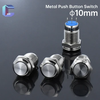 мини-кнопочный выключатель 10 мм ip65waterproof 1no1nc 3pin тип без светодиода мгновенный/самоблокирующийся с высокой головкой