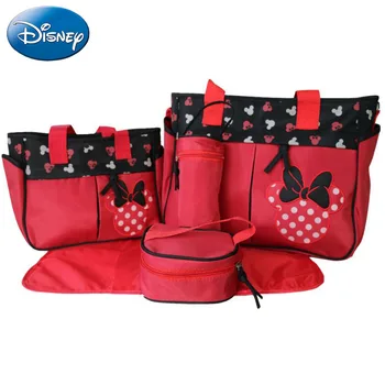 Disney 2022 Новая Сумка для подгузников с Минни Маус, Мультяшная Мода, Детская сумка из 5 предметов, Многофункциональная сумка для детских подгузников Большой Емкости