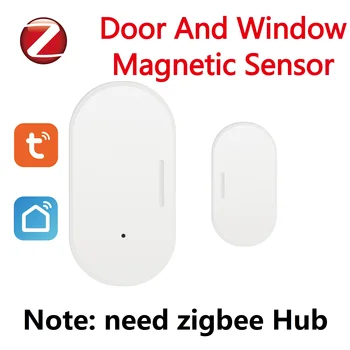 Магнитный Датчик дверей и окон Tuya Zigbee Беспроводное Подключение Автоматизация Открывания Дверей Умного Дома Магнитный Датчик с Alexa