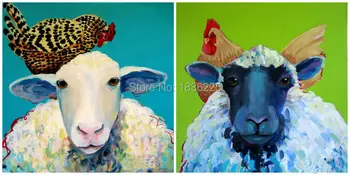 холст картины с овцами на холсте дешевая художественная картина ручной работы художников для домашнего декора картина маслом с курицей на голове козы