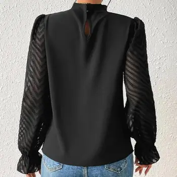 Женская блузка, элегантная кружевная блуза в стиле пэчворк, стильная женская одежда Ol Fashion с рукавами-рюшами, прозрачный дизайн, топ в повседневном стиле