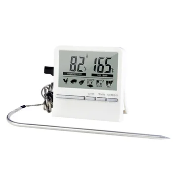 Цифровой термометр для печи для приготовления барбекю, Мясной кухонный измеритель температуры пищи Для гриля, функция таймера с датчиком из нержавеющей стали