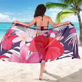 Розовый Цветочный саронг, полотенце с 3D принтом, Летнее пляжное полотенце для морского курорта в повседневном богемном стиле