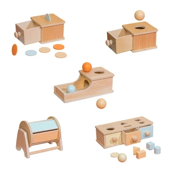 Q0KB Настольная игра Монтессори Коробка для монет, игрушка для координации рук и глаз, подарок для детей 2-3 лет