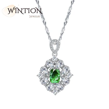 Ожерелье с зеленым бриллиантом WINTION из стерлингового серебра S925 Пробы, роскошные высококачественные свадебные украшения