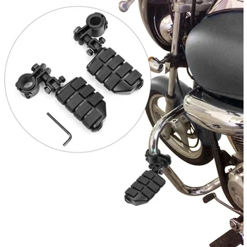 Педали мотоцикла можно установить на бампер диаметром 25-32 мм, нескользящие подставки для ног