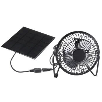 Мини-вентилятор с питанием от солнечной панели Портативный 5 Вт 4-дюймовый парниковый солнечный для офиса на открытом воздухе