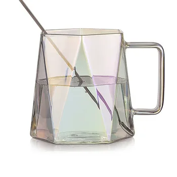 Креативная кружка из цветного стекла, Кофейная чашка ручной работы, Офисная с ручкой для ложки, Высокотемпературная Стеклянная Чашка для воды, кружка для завтрака, подарки