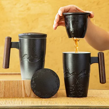 Креативная Ретро-Кружка, Керамическая Большая Чашка Для Чая, Кофе, Керамическая Кружка ручной Работы, Бизнес-Подарочный Набор Bol Traditionnel Chinois