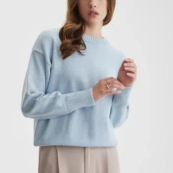 2023 Новый Зимний свитер, Женский свободный вязаный пуловер с круглым вырезом, свитер y2k, пуловер, свитер