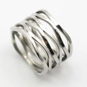 Высокое Качество 2015 Винтажный стиль, Серебристый цвет, Сталь, геометрическое многослойное кольцо на палец, Изысканные праздничные ювелирные кольца Для женщин
