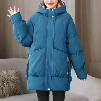 Женская Корейская версия толстой свободной модной куртки с хлопковой подкладкой средней длины, Молодежная куртка с хлопковой подкладкой 2022, Новая куртка с хлопковой подкладкой