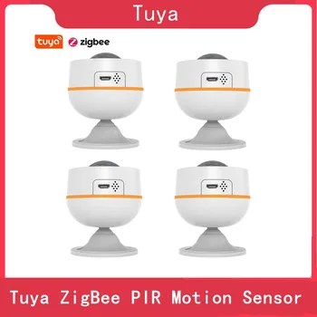 Tuya ZigBee Smart Life Home Инфракрасный датчик движения для помещений и улицы, PIR-переключатель, датчик температуры и влажности, встроенный детектор времени и Ч