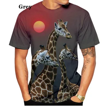 2023, летняя модная новая мужская и женская повседневная футболка с 3D принтом, футболка с коротким рукавом с жирафом