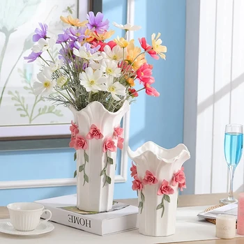 Европеизм 3D Керамическая ваза Домашний декор Креативный дизайн Фарфоровая декоративная ваза для цветов для свадебного украшения