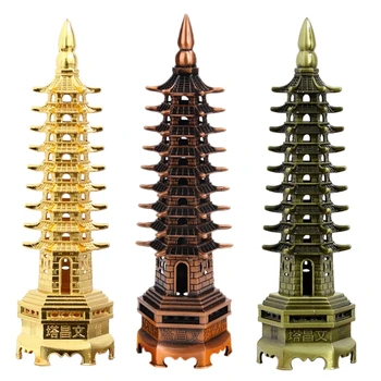 Фэн-Шуй 9-Уровневая 3D-модель из сплава Китайская Пагода Вэньчан Башня Ремесла Статуя Сувенир Украшение дома Металлические подарки ручной работы
