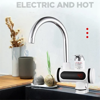 Дисплей температуры крана электрического водонагревателя, Кран для нагрева горячей воды мгновенного действия для кухни, ванной комнаты, штепсельная вилка ЕС