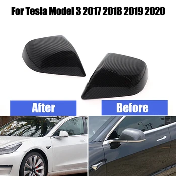 2 шт. Боковая отделка Высокого Качества для Tesla Model 3 Model3 Tesla M3 2017-2021 С рисунком из углеродного волокна, крышка зеркала заднего вида, Колпачки