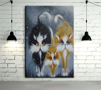 Лучший художник, ручная роспись, высококачественные современные кошки, картина маслом на холсте, забавное животное, кошка, картина маслом для украшения стен