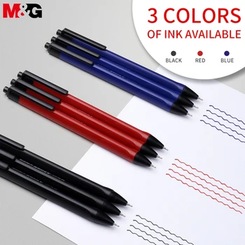 M & G 3 шт./лот, Полушариковая ручка 0,7 мм, Классическая минималистичная ручка, Канцелярские Принадлежности, Прессованные Пластиковые ручки для студентов, kawaii school supplie