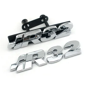 Логотипы R32 для автомобильных грилей, 3D хромированная автомобильная наклейка для эмблемы гольфа