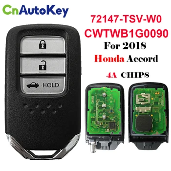 CN003120 433 МГц Умный Дистанционный ключ с 3 Кнопками Для Honda Accord 2018 Оригинальный Автоматический Ключ с чипом 4A FCCID CWTWB1G0090
