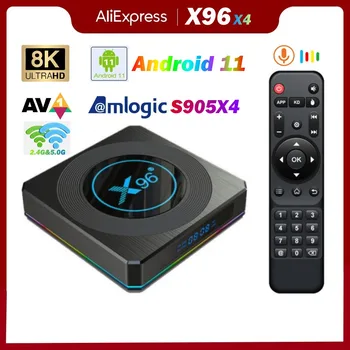 2023 Новый X96 X4 TV BOX Android smart tv box Android 11 Amlogic S905X4 8K Двойной WiFi BT4.1 Медиаплеер Быстрое воспроизведение ТВ-приставки