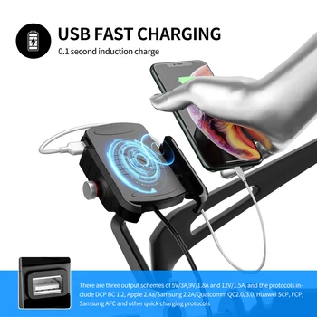 2022 Обновленный Держатель для телефона Мотоцикла, беспроводное зарядное устройство мощностью 10 Вт, USB QC3.0, быстрая зарядка, подставка для смартфона на велосипеде, Поддержка мобильного телефона