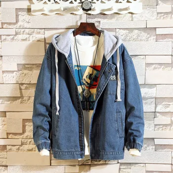 Мужская джинсовая куртка с капюшоном 2023, Новый молодежный тренд, Модная Джинсовая куртка, Мужская куртка с вышивкой, Толстовки, Корейская мода