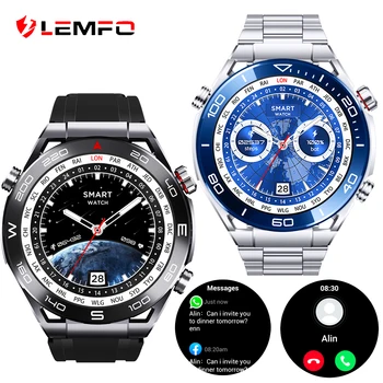 LEMFO смарт-часы для мужчин 2023 из нержавеющей стали Bluetooth вызов Спортивный фитнес-трекер монитор артериального давления Smartwatch 300mAh