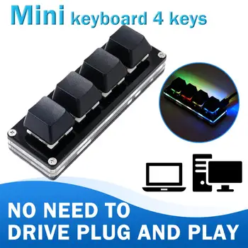 USB-программирующая макро-пользовательская клавиатура 4 клавиши RGB Copy Paste Cut Для Photoshop Игровая клавиатура Механический мини-Macropad