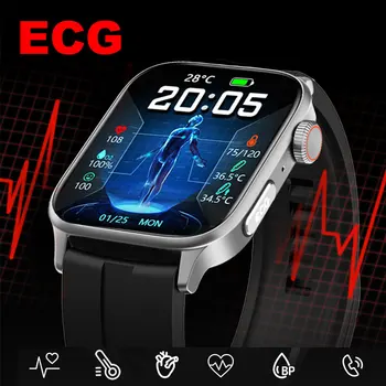 2023 Новые смарт-часы ECG + PPG Мониторинг температуры тела сердечного ритма SmartWatch IP67 Водонепроницаемые мультиспортивные режимы Фитнес-часы