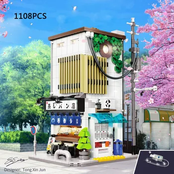 Креативный Японский Городской Вид на Улицу MOC Building Block С Легкими Японскими Булочками, Приготовленными На пару, Магазин Кирпичей, Коллекция Игрушек Для Подарков