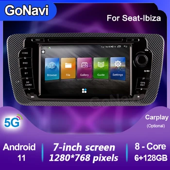 GoNavi Для Seat Ibiza Автомобильный радиоприемник 2 din android Центральный Мультимедийный плеер Интеллектуальная Система Навигации по Тонкому Экрану С Carplay 