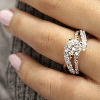 Роскошные Обручальные кольца для женщин, Классический дизайн с крестом, инкрустированное Блестящее кольцо с кристаллами Циркония, Модные Женские Обручальные кольца, ювелирные изделия