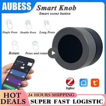 Aubess Tuya ZigBee Smart Knob Switch Беспроводная кнопка переключения сцены, Контроллер, Работающий на батарейках, Сценарий автоматизации Smart Life App