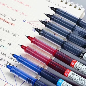 10 шт. Быстросохнущая роликовая ручка 0,5 мм, Высокая емкость, черные/красные/Синие чернила, Прямая жидкая гелевая ручка-роллер, Школьные канцелярские принадлежности