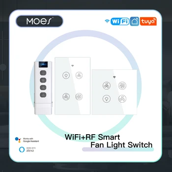 MOES Новый WiFi RF Умный Потолочный Вентилятор Управление Светом Smart Life/Tuya APP RF Дистанционное Управление Скоростью Alexa Google Home Совместимо