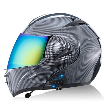 Производители продают беспроводной мотоциклетный шлем, сертифицированный в США DOT/ЕС ECE, имитирующий углеродное волокно, красочный зеркальный полный шлем